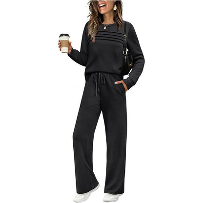 ⏳Limited-time 60% off⏰Women's Crew Neck Top & Drawstring Pants Set👚👖