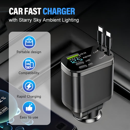 🎅🏻Christmas Sale 50% OFF!!🎁Car Fast Charger with Starry Sky Ambient Lighting