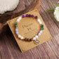 12 Zodiac Stone Beaded Bracelet with Astrological Sign Charm