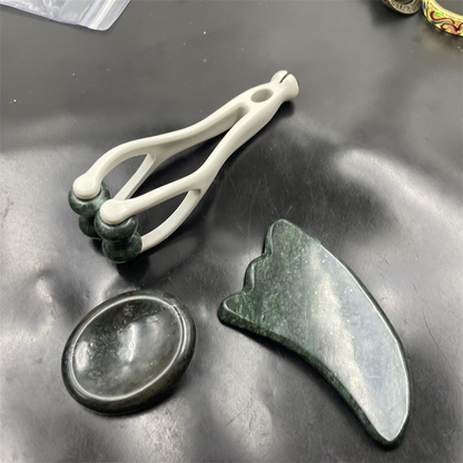 Natural Stone Massage Set: Scraping Board, Finger Clip & Egg-Shaped Massager