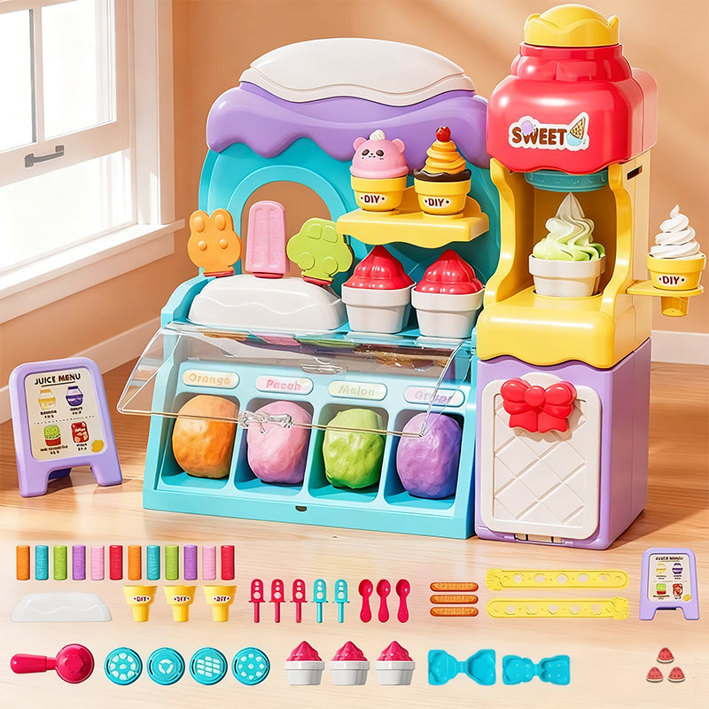 🎄Xmas-Sale 50% Off🍦✨【DIY Ice Cream Play Dough Set for Kids】✨ - Creative Play Dough Kit for Kids' Role Play & Sensory Skills, Ideal Gift!🎁