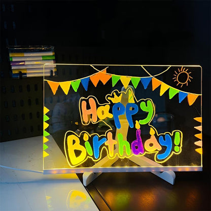 🎨 50% OFF! ✨ LIGHT-UP DRAWING BOARD - Reusable Glow-in-the-Dark Surface, Adjustable Stand for Kids' Art and Writing, Battery Powered with Stylus Included 🖍️💡