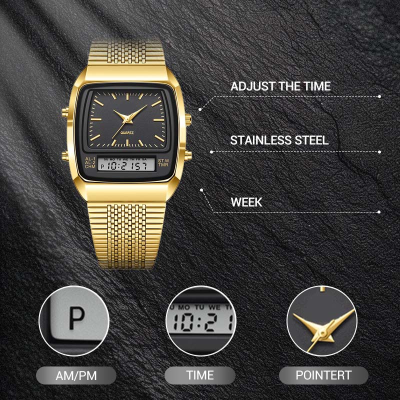 LIEBIG Roman Retro Dual System Multi-Function Digital Sports Watch