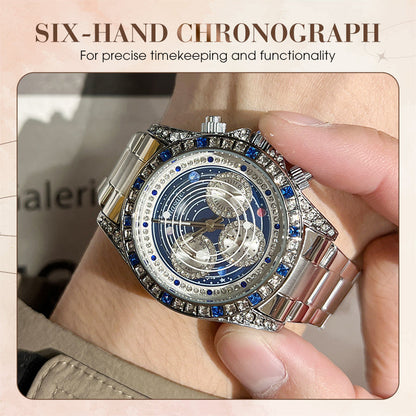 🔥 Hot Sale 🔥TINAIBIN Twelve Zodiac Signs & Starry Sky Diamond Automatic Skeleton Men's Watch