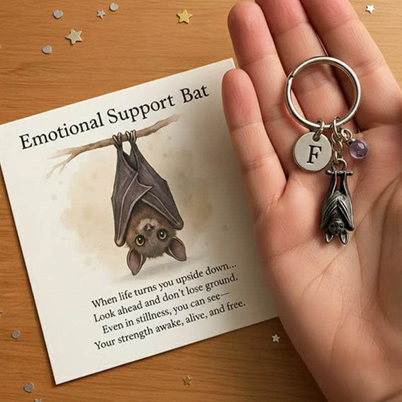 ⏳Time-limited Special⏰Keychain with a bat providing emotional support and a card with a message