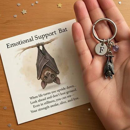⏳Time-limited Special⏰Keychain with a bat providing emotional support and a card with a message