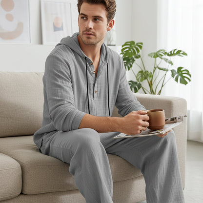 📢📢49% OFF !!!Men's Hooded Casual Loose Top & Pants 2-Piece Set