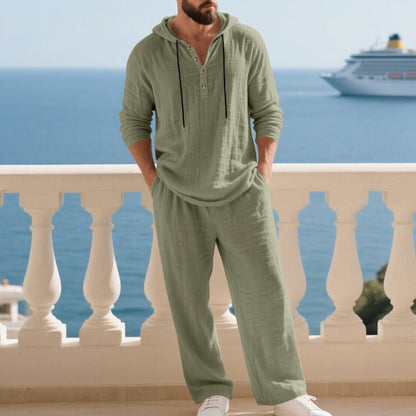 📢📢49% OFF !!!Men's Hooded Casual Loose Top & Pants 2-Piece Set