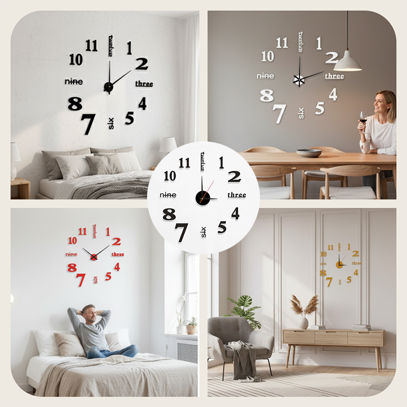 3D DIY Silent Frameless Luminous Wall Clock