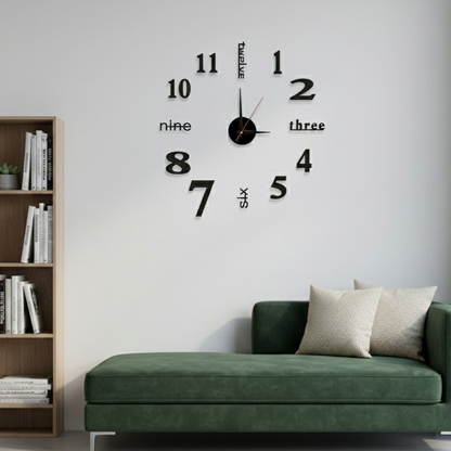 3D DIY Silent Frameless Luminous Wall Clock