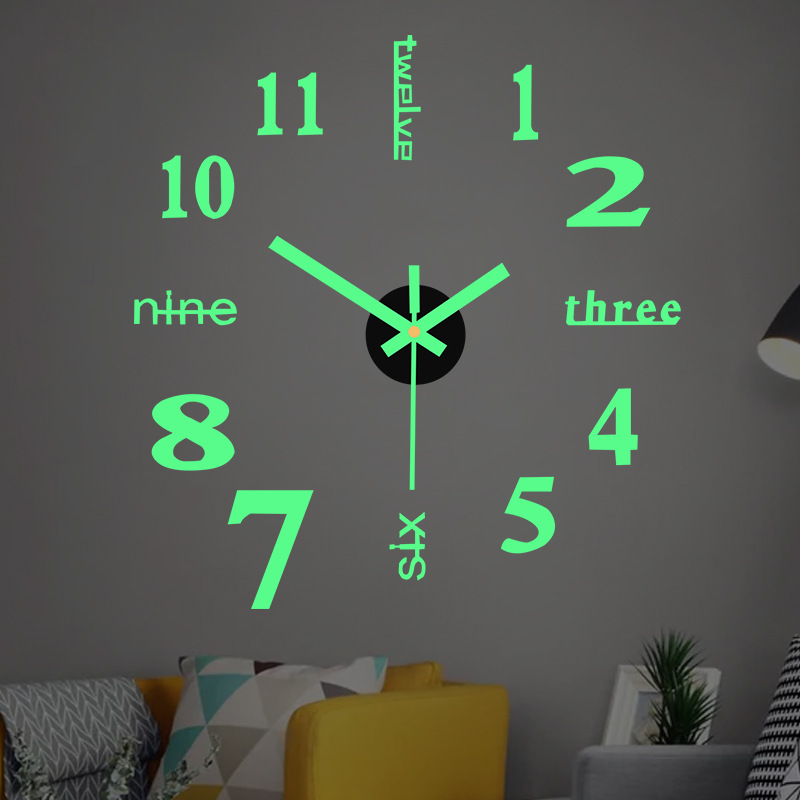 3D DIY Silent Frameless Luminous Wall Clock
