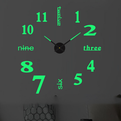 3D DIY Silent Frameless Luminous Wall Clock