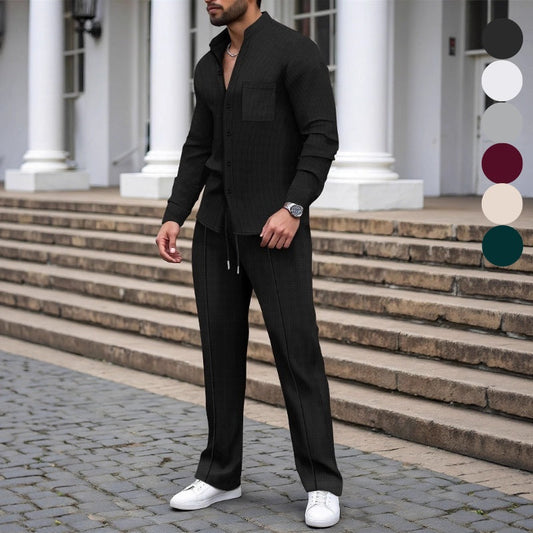 ⏳Time-Limited Special⏰Men’s Casual Waffle Shirt Pants 2-Piece Set