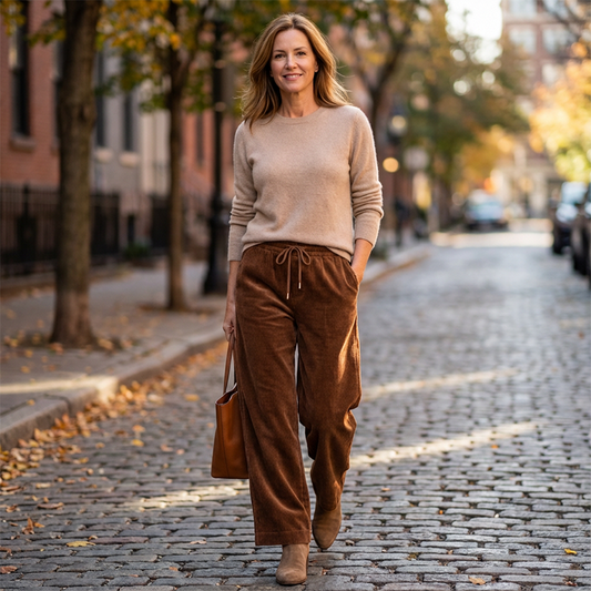 ☁️ Easy Everyday Comfort | Women's Wide-Leg Corduroy Drawstring Trousers