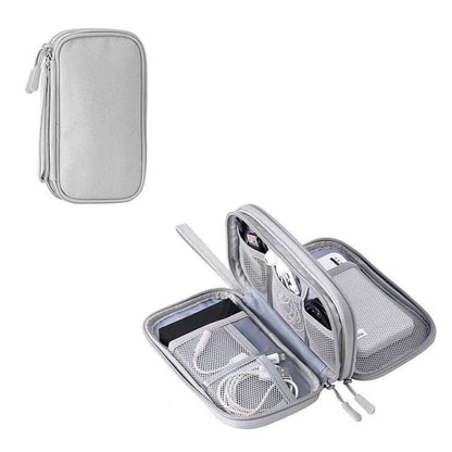 Portable Double-Layer Electronics Organizer Travel Bag