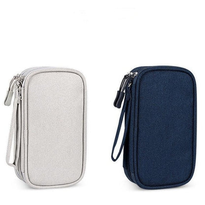 Portable Double-Layer Electronics Organizer Travel Bag