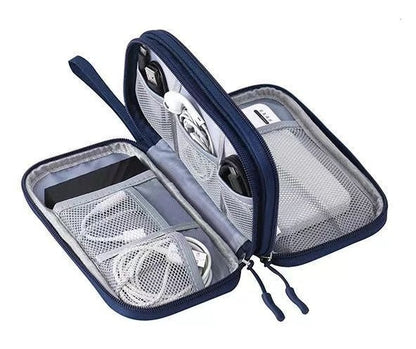 Portable Double-Layer Electronics Organizer Travel Bag