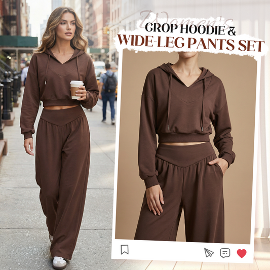 🔥🎁New arrival 50% OFF💥Women's Crop Hoodie & Wide-Leg Pants Set
