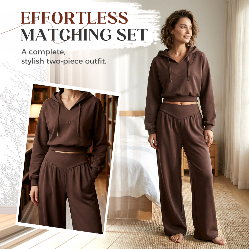 🔥🎁New arrival 50% OFF💥Women's Crop Hoodie & Wide-Leg Pants Set