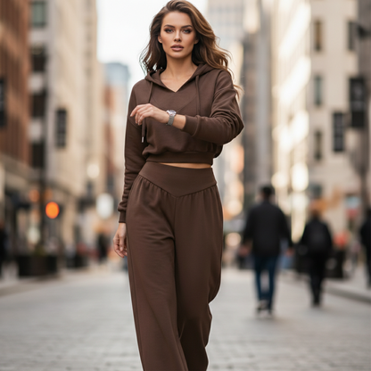 🔥🎁New arrival 50% OFF💥Women's Crop Hoodie & Wide-Leg Pants Set