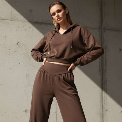 🔥🎁New arrival 50% OFF💥Women's Crop Hoodie & Wide-Leg Pants Set