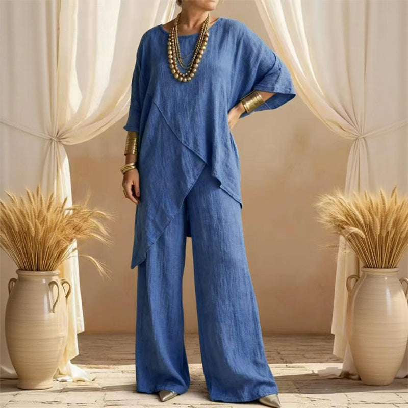 📢2026 Hot Sale 50% off⏰Women's Two-Piece Loose Fit Outfit with Asymmetrical Top