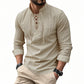 💎 50% OFF! 💎 Men's Casual Solid Color Shirt – Lace-Up Neck, Modern Stand Collar & Breathable Cotton Blend 👔