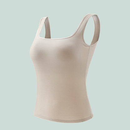 Women's Comfortable Backless Tank Top with Built-in Bra