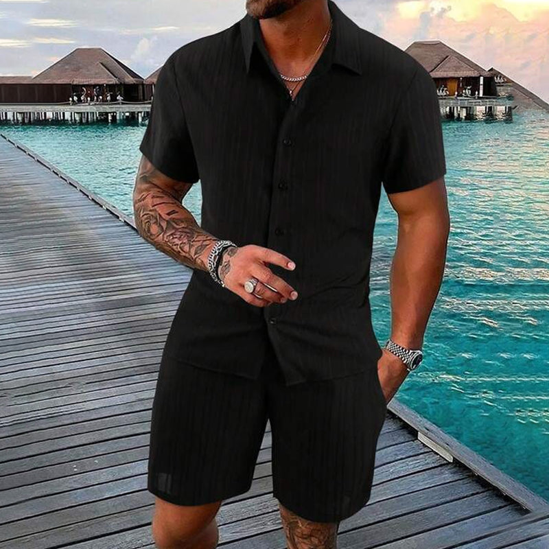 💎 60% OFF! 💎 Men’s 2-Piece Loose Shirt & Shorts Set – Breathable, Relaxed Fit & Effortless Summer Style 👕🩳