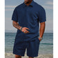 👕 60% OFF NOW! 🔥 Men's Diamond Pattern Turn-Down Collar Short Sleeve Top & Drawstring Shorts 2-Piece Set – Trendy Print, Comfort Fit & Casual Style 🩳