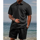 👕 60% OFF NOW! 🔥 Men's Diamond Pattern Turn-Down Collar Short Sleeve Top & Drawstring Shorts 2-Piece Set – Trendy Print, Comfort Fit & Casual Style 🩳
