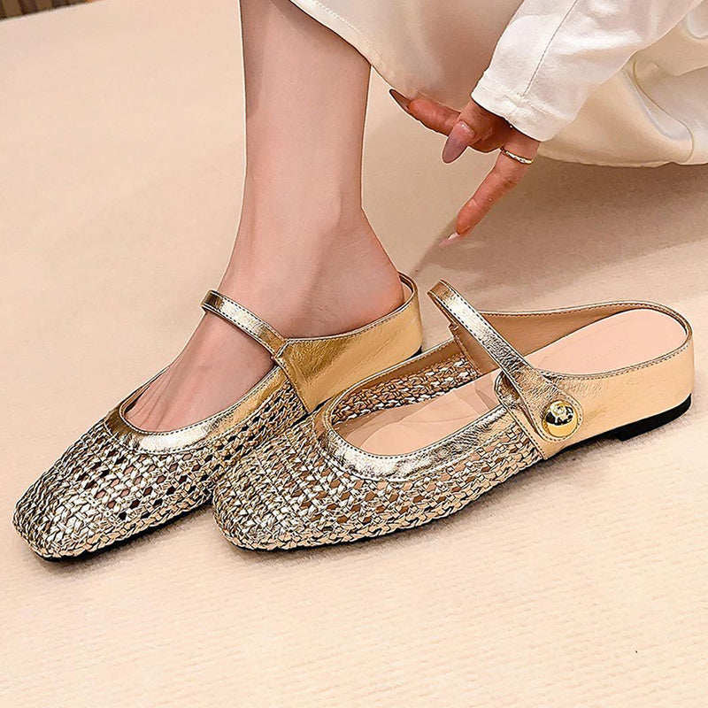 ⏳Limited-time 49% off⏰Women's Woven Square-Toe Mary Jane Mules