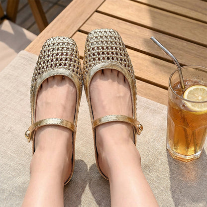 ⏳Limited-time 49% off⏰Women's Woven Square-Toe Mary Jane Mules