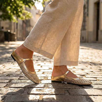 ⏳Limited-time 49% off⏰Women's Woven Square-Toe Mary Jane Mules