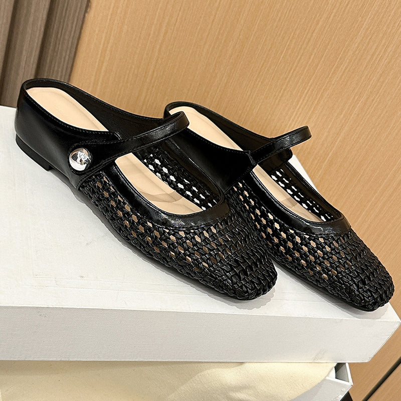 ⏳Limited-time 49% off⏰Women's Woven Square-Toe Mary Jane Mules