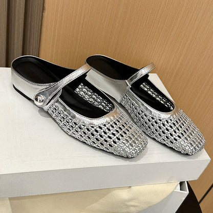 ⏳Limited-time 49% off⏰Women's Woven Square-Toe Mary Jane Mules