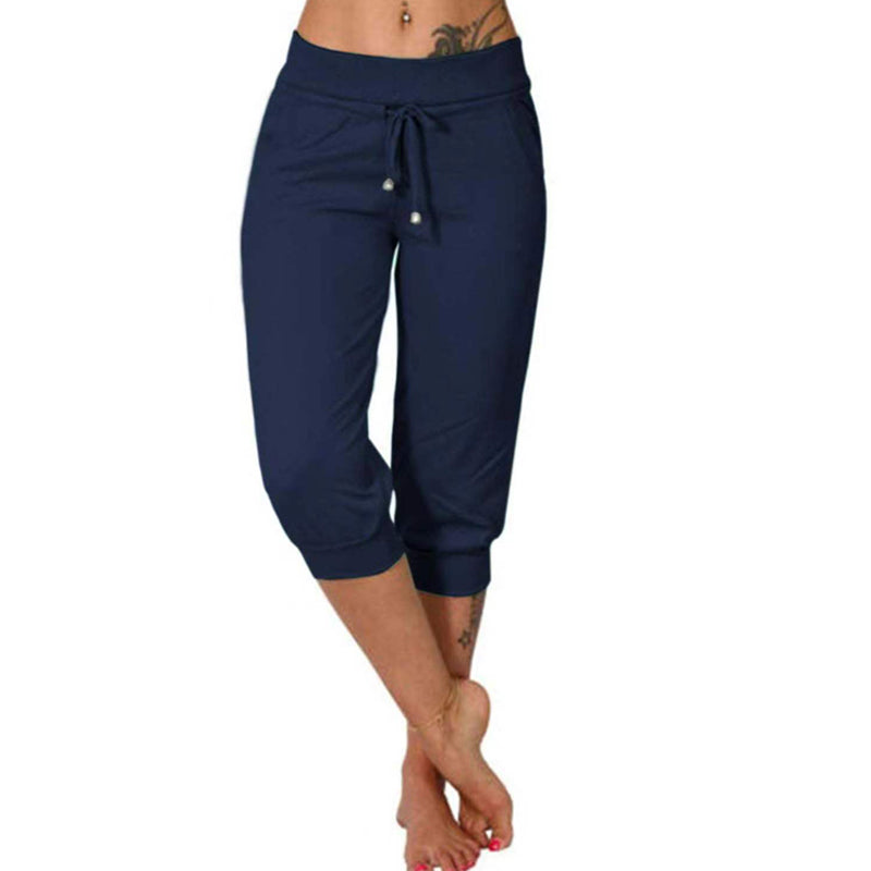 ⚡50% OFF⚡Drawstring Waist Cropped Sweatpants – Soft Polyester, Capri-Length & Side Pockets