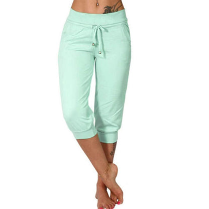 ⚡50% OFF⚡Drawstring Waist Cropped Sweatpants – Soft Polyester, Capri-Length & Side Pockets