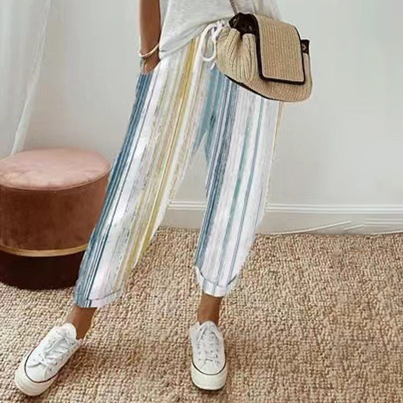 💕What should I wear tomorrow?💕Striped linen cotton trousers for women