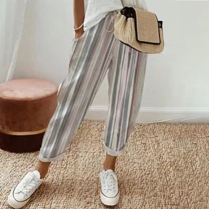 💕What should I wear tomorrow?💕Striped linen cotton trousers for women