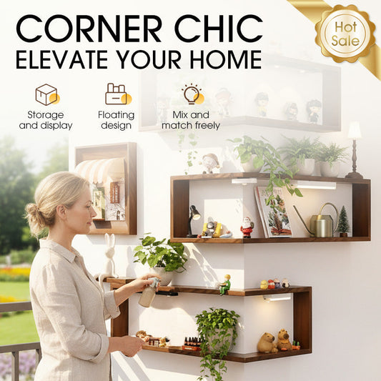 🥳2026 HOT SALE🥳 💝Rustic Wood Corner Wall Shelf✈️Free Shipping