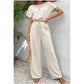 📢📢BIG SALE !!⏰Short Sleeve Top Loose Straight Leg Pants Two Piece Set For Women
