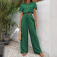 📢📢BIG SALE !!⏰Short Sleeve Top Loose Straight Leg Pants Two Piece Set For Women
