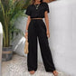 📢📢BIG SALE !!⏰Short Sleeve Top Loose Straight Leg Pants Two Piece Set For Women