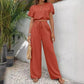 📢📢BIG SALE !!⏰Short Sleeve Top Loose Straight Leg Pants Two Piece Set For Women