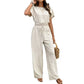 📢📢BIG SALE !!⏰Short Sleeve Top Loose Straight Leg Pants Two Piece Set For Women