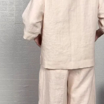 💝New Spring Styles💝Irregular Hem Cotton Linen Short Sleeve Casual 2-Piece Set