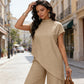 💎 -50% WOMEN'S 2-PIECE SET! 💎 Asymmetrical Hem Top & Wide-Leg Pants – Elegant, Textured & Flattering
