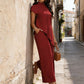 💎 -50% WOMEN'S 2-PIECE SET! 💎 Asymmetrical Hem Top & Wide-Leg Pants – Elegant, Textured & Flattering