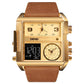 Men's Square Sport Watch| 50mm Oversized Dial, Dual Movement, Men’s Waterproof Luminous Sport Watch